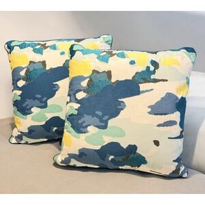 Pair Of Oversized Abstract Poly Fill Throw Pillows Teal Connie Post/Rizzy Home